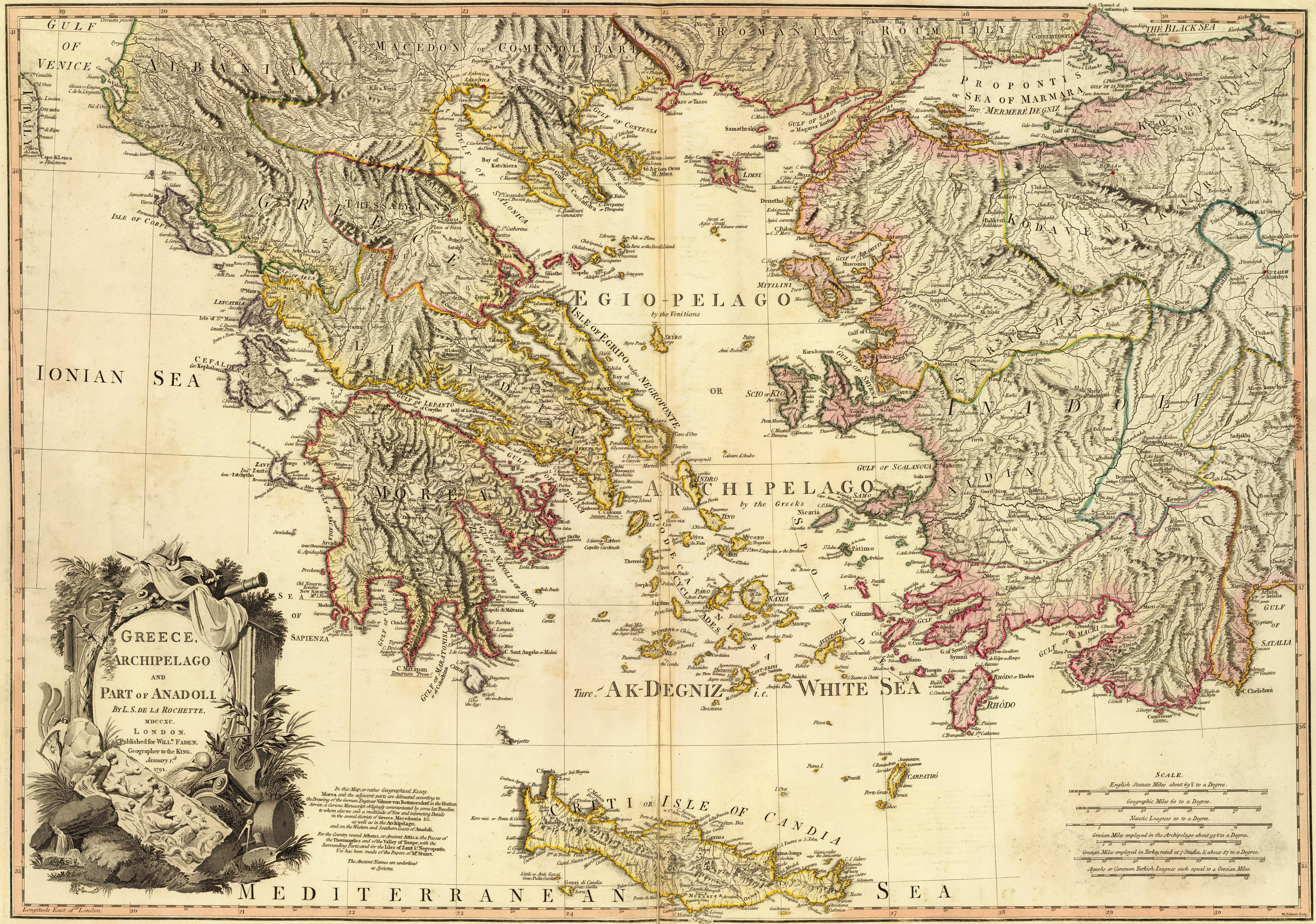Map of Greece drawn 1791